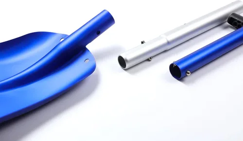 Vista 2 de Pala de nieve portátil telescópica de aluminio colorida para coche, ajustable, edición extendida (Azul + Plata)