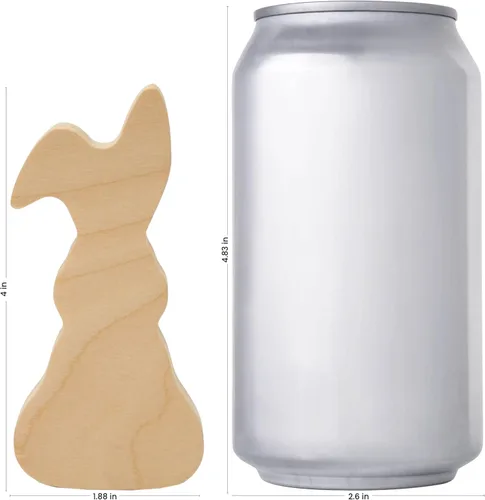 Vista 2 de Recortes de madera de conejo grueso de 4 pulgadas, paquete de 2 recortes de conejo de madera sin terminar para manualidades, decoración de bandeja