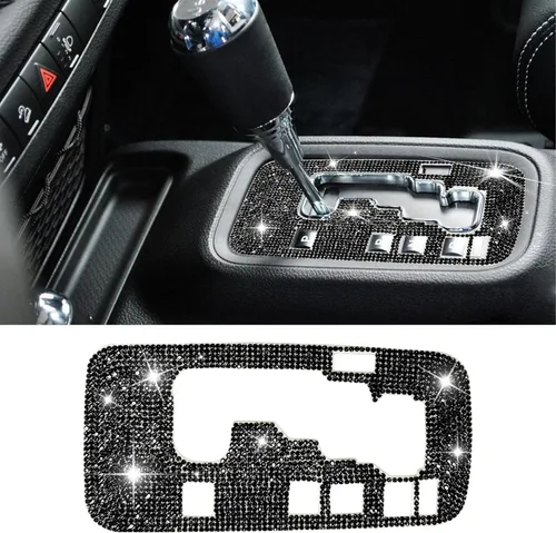 Zufoty - Adornos brillantes para caja de cambios, cubierta de marco adhesiva, adhesivo para panel de cambios, accesorios brillantes para interior de