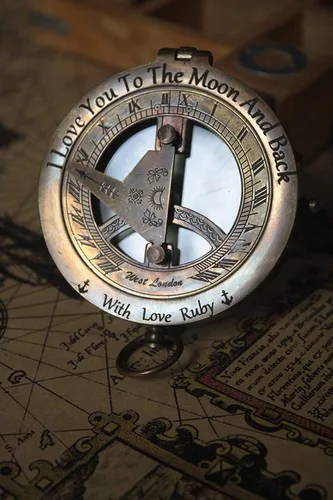Vista 4 de Personalized engraved sundial compass, Fathers Day gift, Unique for Dad Gift for all occasions, Christmas, New year, Graduation, Love gift, Get well