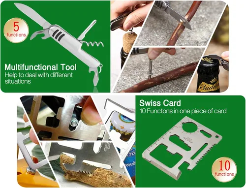 Vista 2 de Kit de primeros auxilios para lancha con herramientas de supervivencia, 123 piezas impermeables de emergencia con hebillas, accesorios compactos