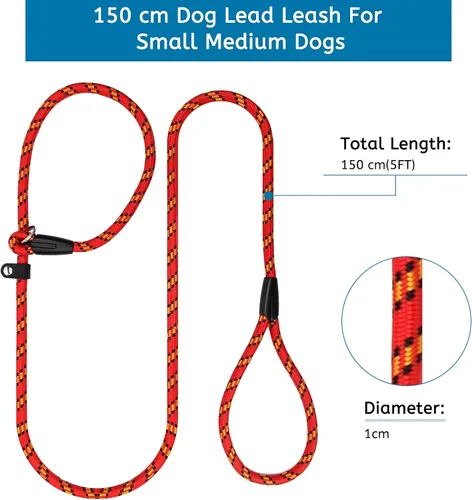 Vista 2 de Coolrunner 2 cuerdas duraderas para perros, correa de entrenamiento de perros de 5 pies, correa antideslizante fuerte, correa de nailon ajustable