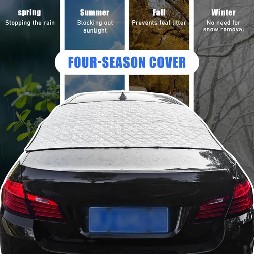 Vista 4 de Cubierta magnética para parabrisas trasero de coche Dickno, cubierta de nieve y hielo para parabrisas trasero de automóvil, 4 capas de protección