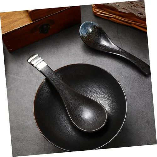 Vista 4 de UPKOCH Juego de cucharas de arroz de cerámica de cuchara de sopa de estilo japonés 5pcs para la cocina casera