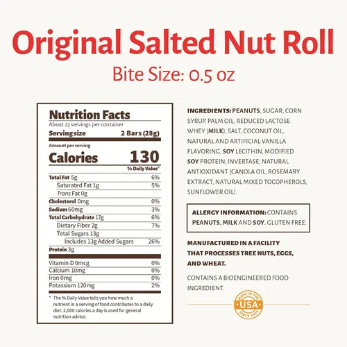 Vista 2 de Pearson 's Bite-Size Rollo de nueces saladas con sabor a caramelo, bolsa de 23 onzas, a granel, envuelto individualmente