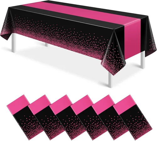 Vista 47 de 3 piezas de mantel y camino de mesa blanco y dorado para decoración de fiesta, mantel de plástico blanco con estampado dorado, camino de mesa Oro