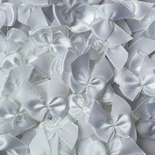 Vista 12 de Chenkou Craft 60 mini lazos de satén de flores de 1 pulgada x 3/4 pulgadas, apliques de bricolaje (azul oscuro)