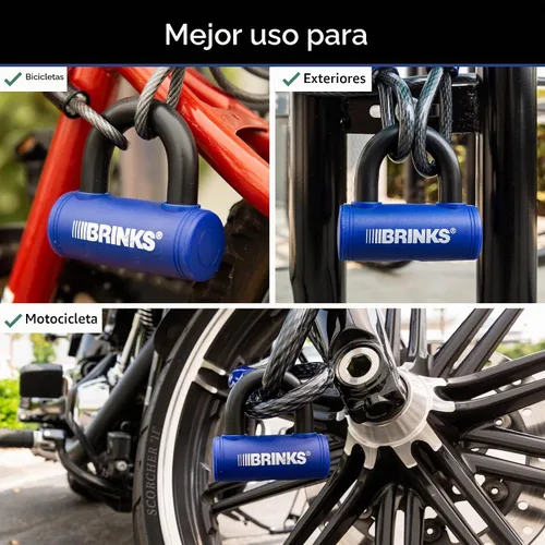 Vista 3 de BRINKS - Cerradura de barra en U de 3 7/8" - Cerradura de bicicleta resistente a la intemperie y resistente a la púa, azul
