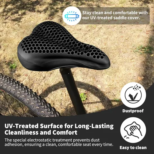 Vista 4 de DAWAY - Funda cómoda para asiento de bicicleta - Cojín acolchado de gel de silicona y espuma viscoelástica para asiento de bicicleta para hombres