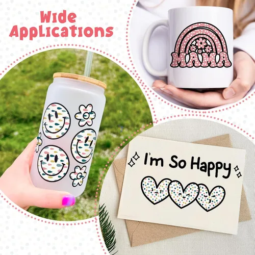 Vista 22 de Tintnut Candy Boho - Vinilo adhesivo permanente, 12 hojas, 12 x 10 pulgadas, patrón de dulces y flores, vinilo autoadhesivo para manualidades