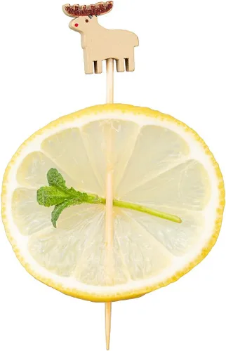 Vista 11 de Brochetas de Navidad de 3.5 pulgadas, 100 palillos desechables para aperitivos de Navidad, diseño de muñeco de nieve, palillos de dientes