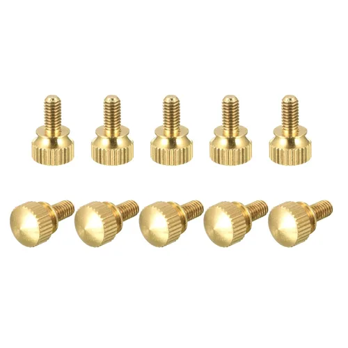 Vista 8 de uxcell 10 tornillos moleteados para el pulgar, pernos de hombro de latón M4x6mm, perillas de agarre escalonadas para PC, electrónicos, mecánicos