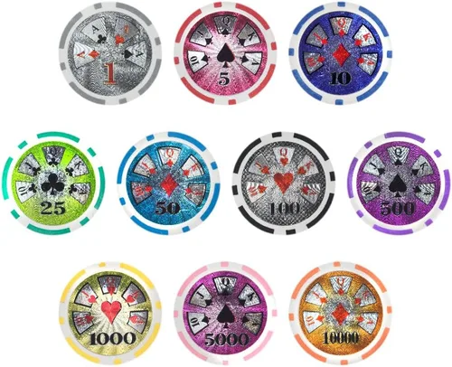 Vista 4 de Brybelly Las Vegas Casino Poker Chip Heavy 0.49 oz Clay Composite – Paquete de 50