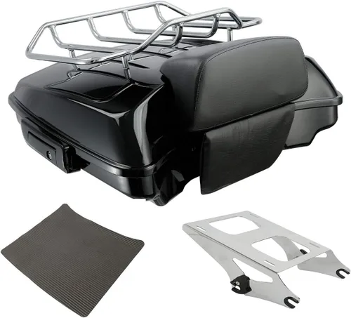 Vista 16 de TCMT - Caja de maletero para motocicletas Black Latch Razor con almohadilla de respaldo para Harley Touring 2014-2025 CVO Road King Road Glide