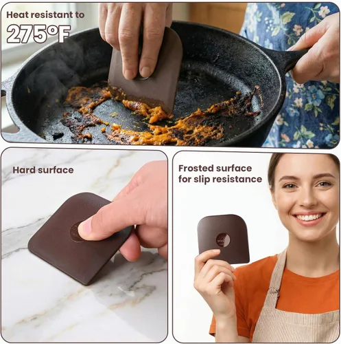 Vista 2 de Raspador de sartenes, 5 piezas de raspador de ollas, raspador de sartenes de plástico, herramienta de raspado multifuncional para la cocina