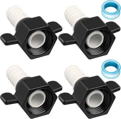 Vista 7 de Dreyoo 1/2 Pulgada x 14 NPT Codo de estría y adaptador giratorio recto para bomba de agua de autocaravana con cinta de sello roscado, rosca hembra