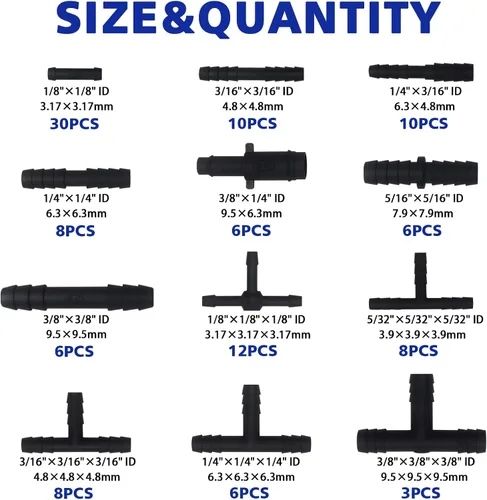Vista 2 de Surtido de conectores de vacío 113 PIEZAS Resistencia al calor 240℃（460℉）Conector de tubo de vacío automotriz Conector de vacío en T Kit surtido