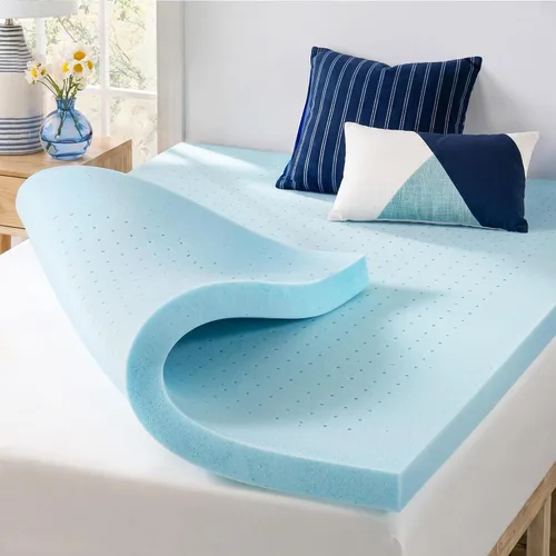 Vista 13 de Best Price Mattress - Cubrecolchón ventilado de espuma viscoelástica de 1.5 pulgadas, infusión de gel refrescante, certificado CertiPUR-US
