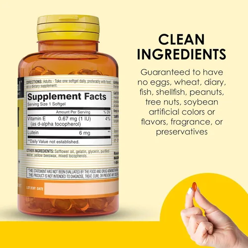 Vista 5 de Mason Natural Luteína 6 mg con vitamina E - Visión saludable y función ocular, apoya la salud ocular Contiene 60 cápsulas blandas