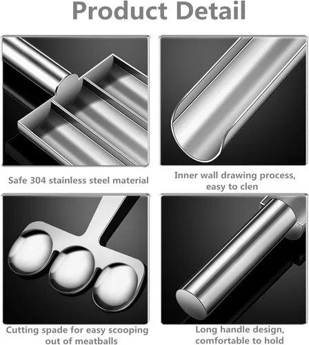 Vista 3 de Triple máquina para hacer albóndigas, cuchara de carne con pala de corte, juego de albóndigas de bricolaje para olla caliente, herramientas