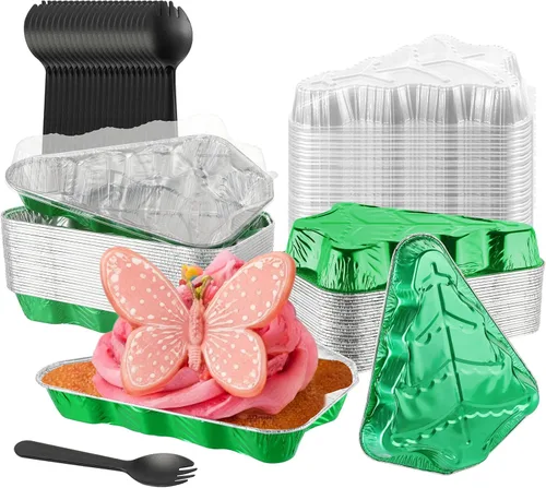 Vista 9 de Mini molde para pasteles con tapas, 10 recipientes individuales de 39 onzas para tartas, moldes de aluminio desechables individuales de aluminio