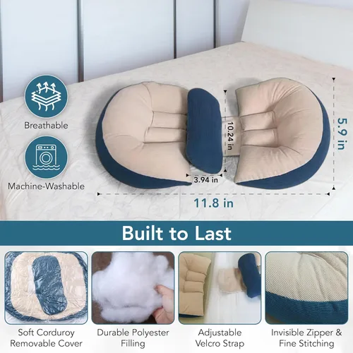 Vista 2 de AOUDEH AL SHABEEB Almohada de embarazo – Cuña de 30° para soporte de vientre, espalda y cadera, almohada de maternidad en forma de C para dormir