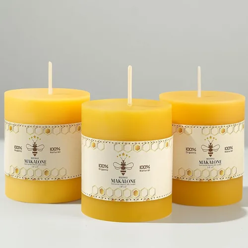 Vista 14 de 1 paquete de velas de cera de abeja 100% pura, 45 horas de combustión larga - velas de pilar de cera de abeja natural para emergencias, velas