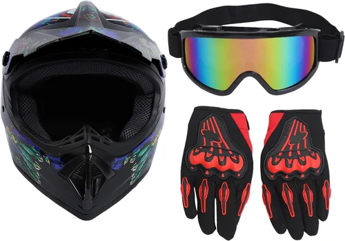 Casco de motocross ATV todoterreno con gafas y guantes para adultos, jóvenes, hombres y mujeres, casco de motocross para equitación MX en la calle