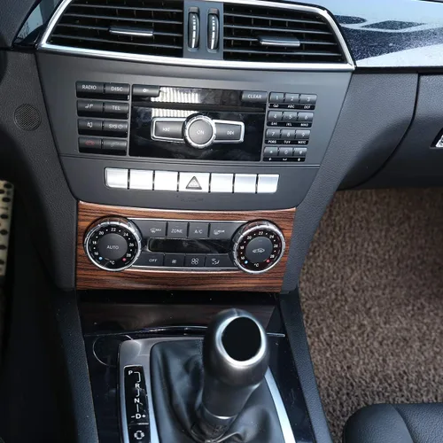 Vista 11 de YIWANG Marco de perilla de control central de ABS cromado para Mercedes Benz Clase C W204 2011-2014 Accesorios de automóvil (grano de madera negra)