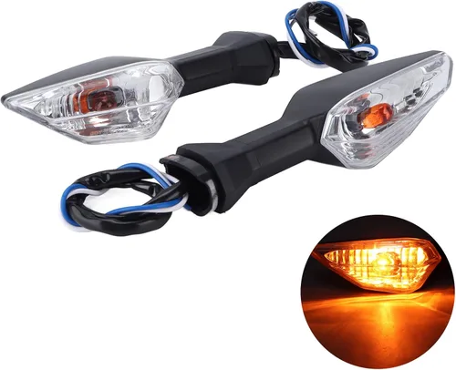 Vista 4 de Luces de giro para motocicleta, 2 luces delanteras y traseras de 12 V, luces ámbar intermitentes compatibles con 250 300 400 650 1000 2018 2019 2020