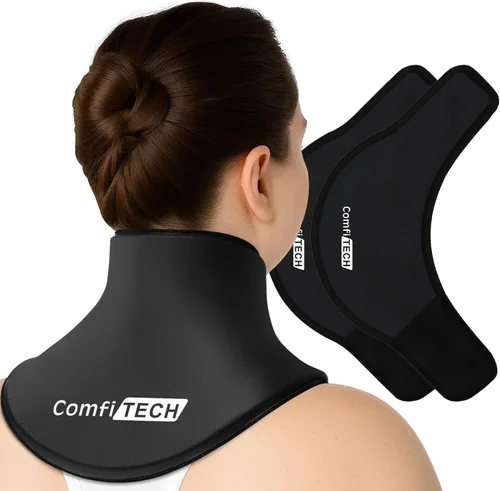 Vista 9 de Bolsa de hielo para el cuello ComfiTECH con envoltura y cobertura de gel extendida para cervical, hombro y costillas, aplicación fría reutilizable
