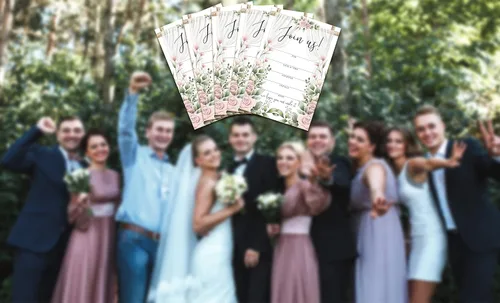 Vista 4 de Join Us Tarjetas de invitación – Tarjetas de invitación florales para todas las ocasiones, bodas, compromisos, recepción, jubilación, despedida