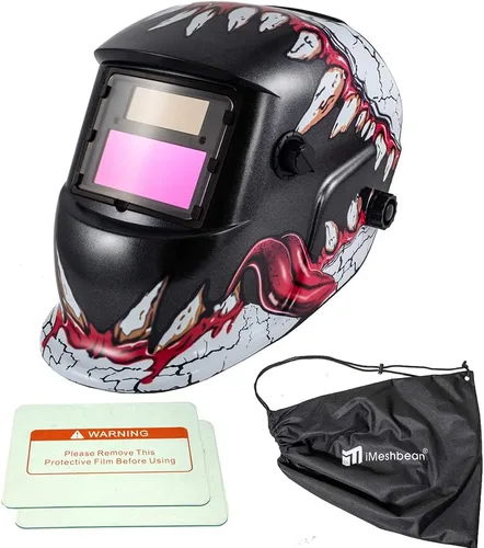 Vista 11 de iMeshbean Casco de soldadura de oscurecimiento automático Máscara de capucha accionada solar con lente adicional ANSI aprobado por el ANSI, diseño
