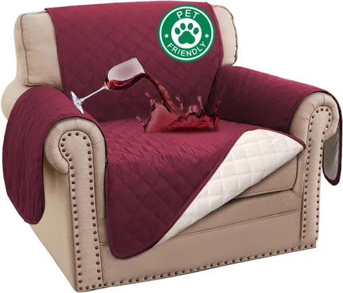 Vista 24 de Turquoize Funda 100 % impermeable para sillón de ala, protector de sofá, triple antideslizante, protector de muebles para mascotas, niños, perros