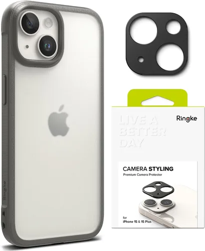 Ringke Fusion Bold - Funda compatible con iPhone 15 Pro Max [gris mate] + estilo de cámara compatible con iPhone 15 Pro Max