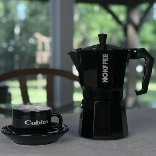 Vista 2 de Cafetera de café expreso, cafetera cubana para estufa, 6 tazas (negro)