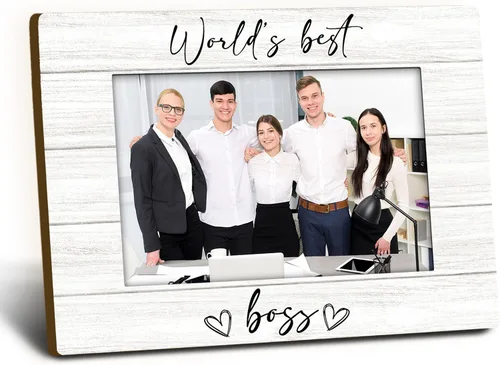 Marco de fotos Boss de 4 x 6 pulgadas, mejores regalos de jefe para mujeres y hombres, marco de fotos de madera, regalo de agradecimiento para