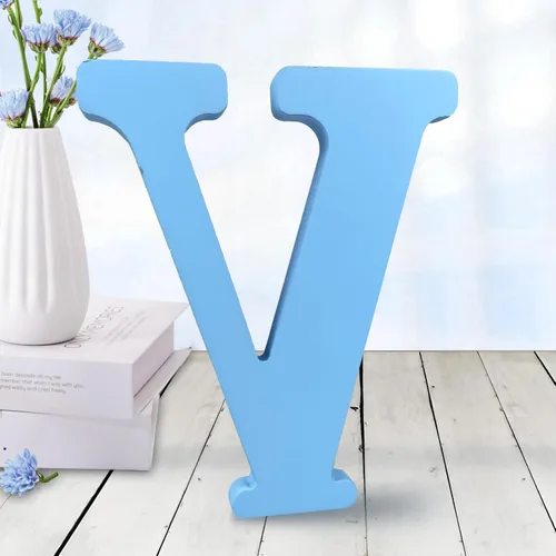 Vista 20 de AOCEAN - Letras de madera azul de 6 pulgadas, letras de madera sin terminar para decoración de pared, letras decorativas en pie, cortes de letras