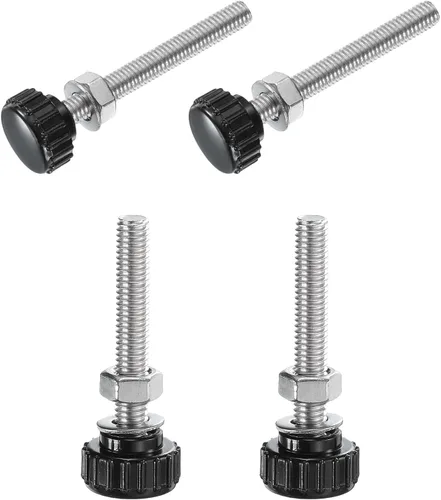 Vista 73 de Uxcell - 4 juegos de pomos moleteados con tornillos de pulgar, tuercas y arandelas, rosca macho métrica M3 x 30 mm, 14 mm de plástico, cabeza de 304