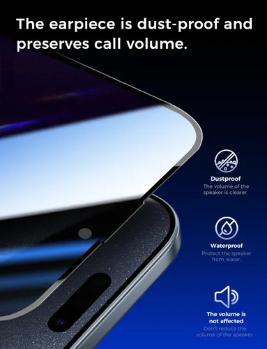 Vista 6 de MAGIC JOHN Paquete de 2 protectores de pantalla de vidrio de privacidad para iPhone 15 Pro (6.1 pulgadas), película de vidrio templado antiespía