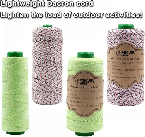 Vista 4 de 9KM DWLIFE Cuerda trenzada de cometa de dacrón de 50 libras, 1000 pies, poliéster yoyo, cuerda resistente para exteriores
