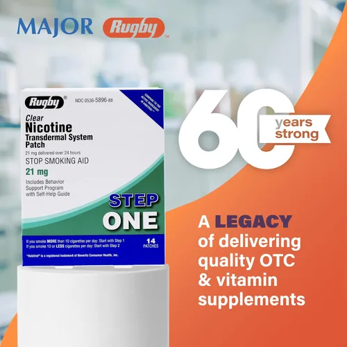 Vista 6 de Parches de nicotina transparentes Rugby - Parche de sistema transdérmico de 21mg - Ayuda para dejar de fumar o vapear - Paso 1 - 14