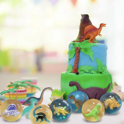 Vista 7 de ArtCreativity Bolas de rebote de dinosaurio de 2 pulgadas, juego de 12, bolas para niños con dinosaurio 3D en el interior, juguetes al aire libre