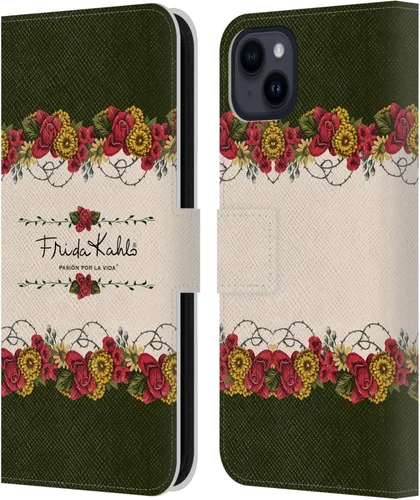 Vista 196 de Head Case Designs Funda con licencia oficial de Frida Kahlo Portrait Red Florals - Funda de piel tipo cartera compatible con Apple iPhone 14 Pro