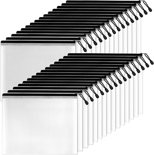 Vista 13 de SUNEE Bolsa de malla de 4 x 9 pulgadas (negro, paquetes de 30) – Bolsas impermeables con cremallera para suministros de oficina escolar