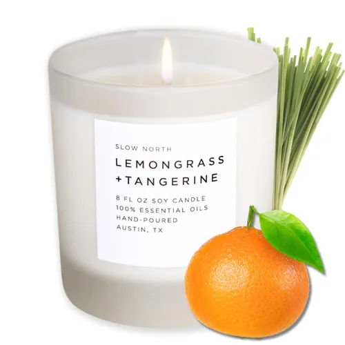 Vista 14 de Slow North Vela de eucalipto y lavanda, vela de aceites esenciales y cera de soja pura en un frasco de vidrio esmerilado reutilizable, una vela