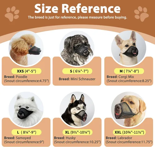 Vista 3 de LUCKYPAW Bozal para perros pequeños, medianos y grandes, bozal de malla antimordeduras, juego de cubierta bucal transpirable con correa ajustable