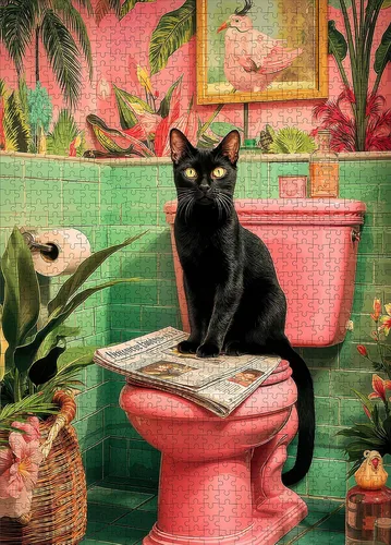 Vista 15 de Rompecabezas de gato abstracto – 1000 piezas de rompecabezas abstractos de gatitos para adultos, rompecabezas de papel de gato artístico