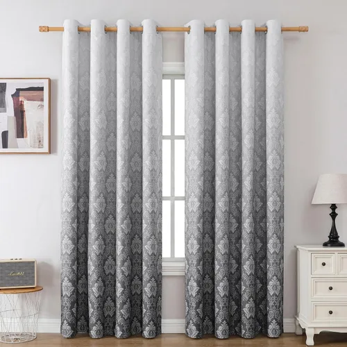 Vista 11 de Medallion - Cortinas opacas de 84 pulgadas de largo, con aislamiento térmico y ojales, juego de 2 paneles de cortinas para dormitorio, patrón Beige