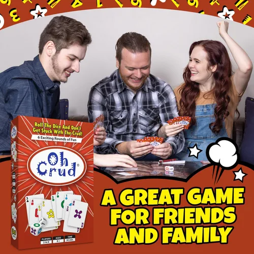 Vista 2 de Juego de cartas y dados Oh Crud, juego familiar para 2 a 6 jugadores, adultos, adolescentes, niños, fácil de aprender, estrategia, ideal para amigos